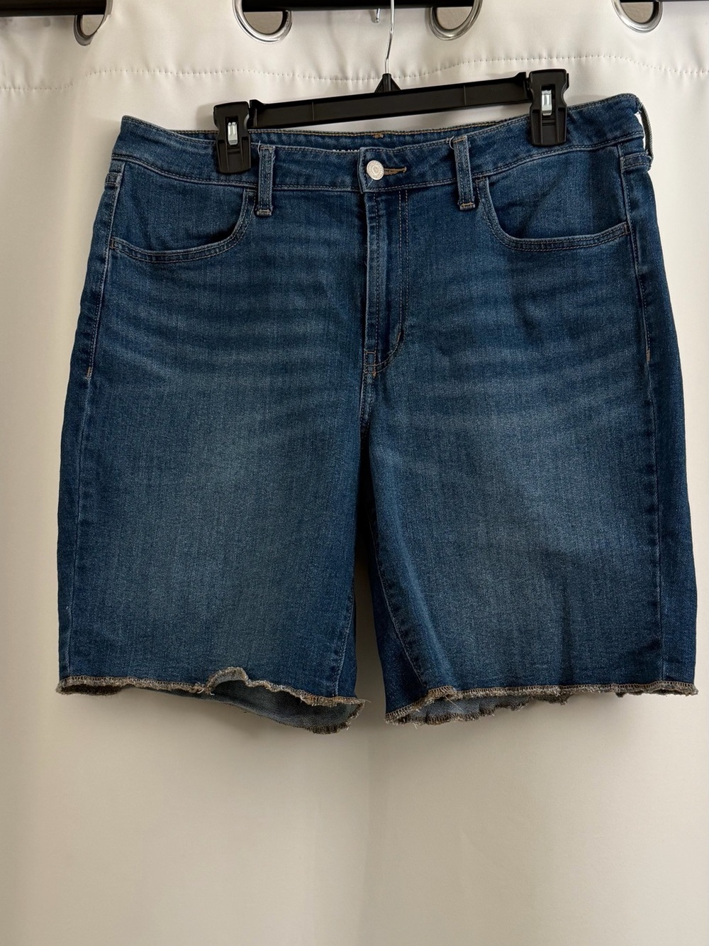Old Navy Men's Dark Blue Denim Shorts with Raw Hem